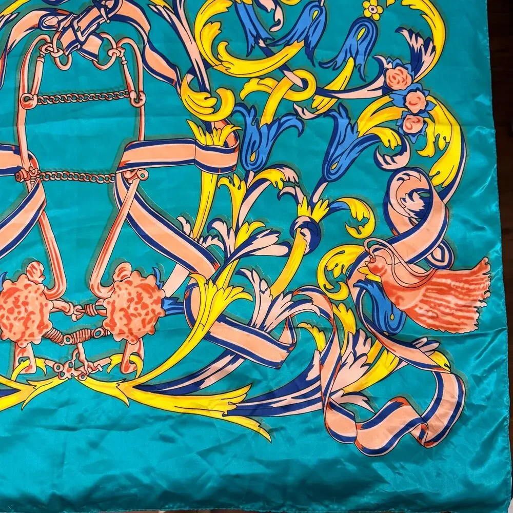 Vintage Oversized Satin Bandana Square Scarf